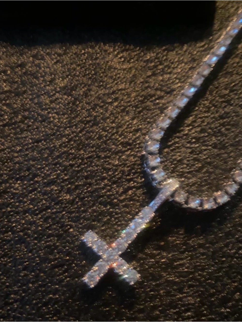 PLAYBOI ICED OUT 22” TENNIS UPSIDE DOWN SILVER CROSS NEW GIFT BOX !!!